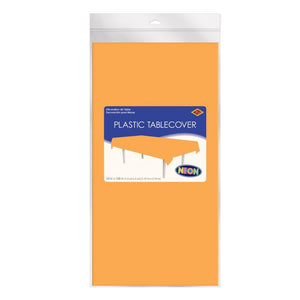 Beistle Bulk Neon Orange Plastic Rectangular Tablecover - 12 Pack