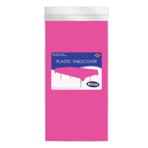 Beistle Bulk Neon Pink Plastic Rectangular Tablecover - 12 Pack