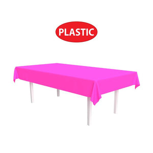 Beistle Bulk Neon Pink Plastic Rectangular Tablecover - 12 Pack