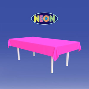 Beistle Bulk Neon Pink Plastic Rectangular Tablecover - 12 Pack