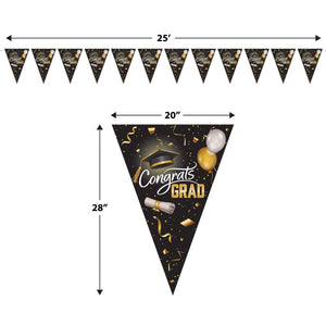 Beistle Bulk Graduation Oversized Pennant Banner - 12 Pack