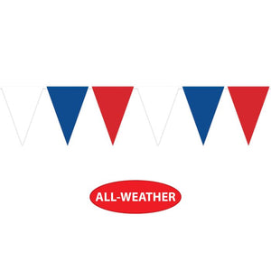 Beistle Bulk Red, White/Blue Oversized Pennant Banner - 12 Pack