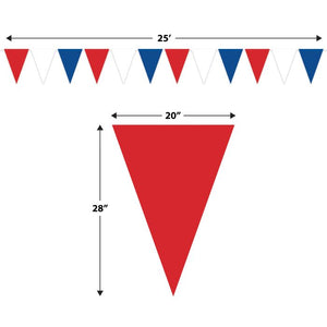 Beistle Bulk Red, White/Blue Oversized Pennant Banner - 12 Pack