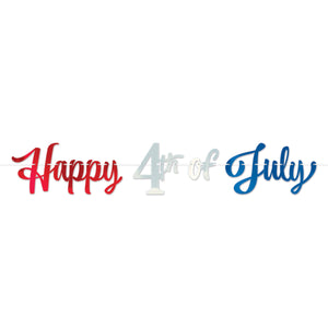 Foil Happy 4th Of July Streamer - Bulk 12 Pack