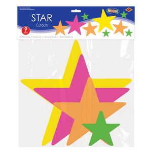 Beistle Bulk Neon Star Cutout Decorations - 108 Pack