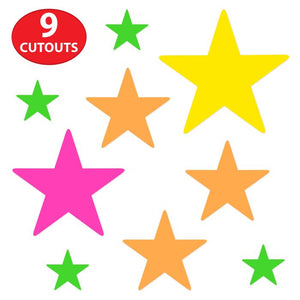 Beistle Bulk Neon Star Cutout Decorations - 108 Pack