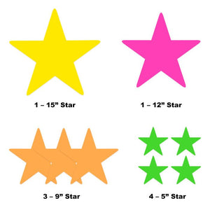 Beistle Bulk Neon Star Cutout Decorations - 108 Pack