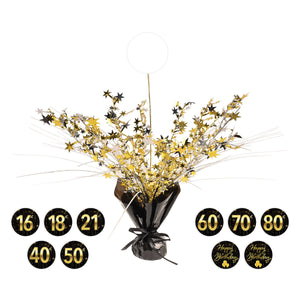 Happy Birthday Gleam 'N Spray Centerpiece - Bulk 12 Pack