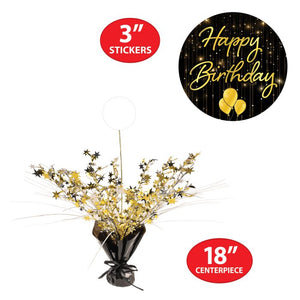 Beistle Bulk Happy Birthday Gleam 'N Spray Centerpiece - 12 Pack