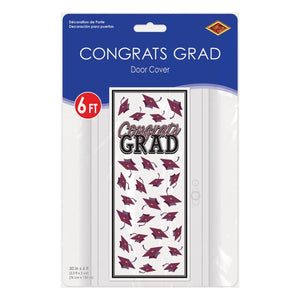 Beistle Bulk Burgundy Congrats Grad Door Cover - 12 Pack