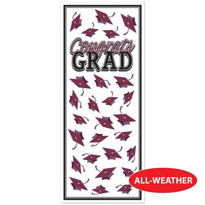 Beistle Bulk Burgundy Congrats Grad Door Cover - 12 Pack