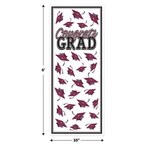 Beistle Bulk Burgundy Congrats Grad Door Cover - 12 Pack