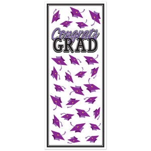 Purple Congrats Grad Door Cover - Bulk 12 Pack