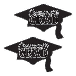 Black Congrats Grad Cutout Decorations - Bulk 24 Pack