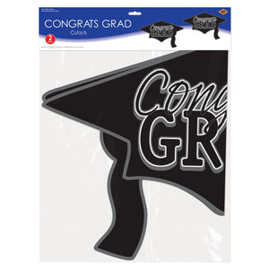 Beistle Bulk Black Congrats Grad Cutout Decorations - 24 Pack