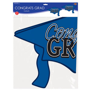 Beistle Bulk Blue Congrats Grad Cutout Decorations - 24 Pack