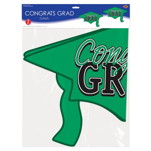 Beistle Bulk Green Congrats Grad Cutout Decorations - 24 Pack