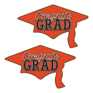 Orange Congrats Grad Cutout Decorations - Bulk 24 Pack