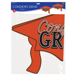 Beistle Bulk Orange Congrats Grad Cutout Decorations - 24 Pack