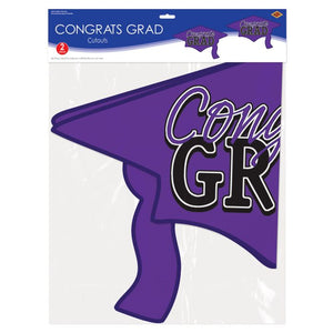 Beistle Bulk Purple Congrats Grad Cutout Decorations - 24 Pack