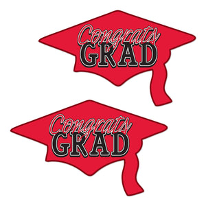 Red Congrats Grad Cutout Decorations - Bulk 24 Pack