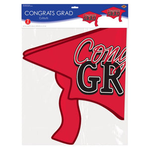 Beistle Bulk Red Congrats Grad Cutout Decorations - 24 Pack