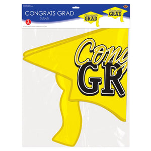 Beistle Bulk Yellow Congrats Grad Cutout Decorations - 24 Pack