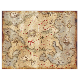 Plastic Treasure Map Placemats - Bulk 48 Pack