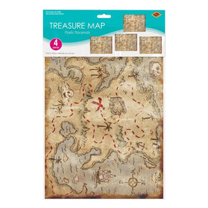 Beistle Bulk Plastic Treasure Map Placemats - 48 Pack