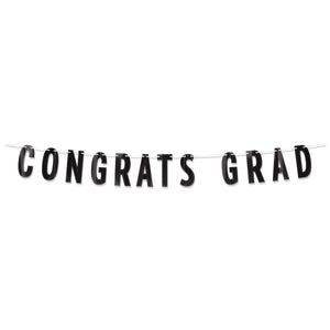 Black Foil Congrats Grad Streamer - Bulk 12 Pack