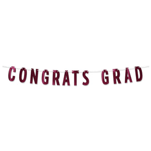 Burgundy Foil Congrats Grad Streamer - Bulk 12 Pack