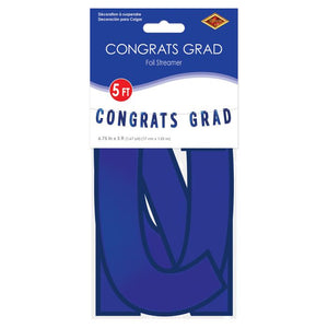 Beistle Bulk Blue Foil Congrats Grad Streamer - 12 Pack