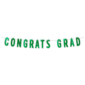 Green Foil Congrats Grad Streamer - Bulk 12 Pack