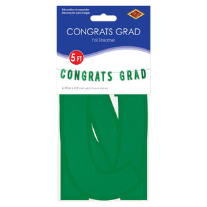 Beistle Bulk Green Foil Congrats Grad Streamer - 12 Pack