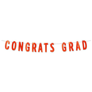 Orange Foil Congrats Grad Streamer - Bulk 12 Pack