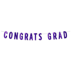 Purple Foil Congrats Grad Streamer - Bulk 12 Pack