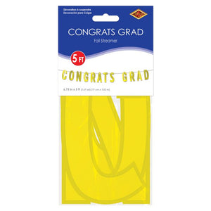 Beistle Bulk Yellow Foil Congrats Grad Streamer - 12 Pack