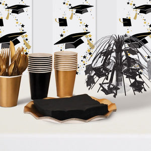 Beistle Bulk Black Grad Cap Mini Cascade Centerpiece - 12 Pack