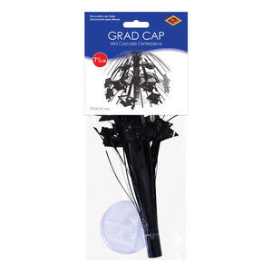 Beistle Bulk Black Grad Cap Mini Cascade Centerpiece - 12 Pack