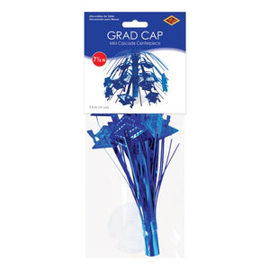 Beistle Bulk Blue Grad Cap Mini Cascade Centerpiece - 12 Pack