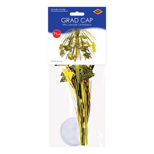 Beistle Bulk Gold Grad Cap Mini Cascade Centerpiece - 12 Pack