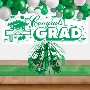 Beistle Bulk Green Grad Cap Mini Cascade Centerpiece - 12 Pack