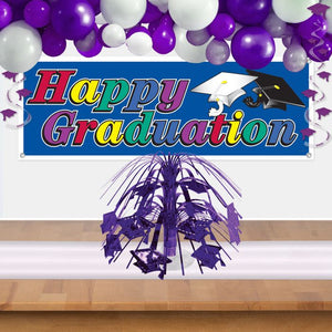 Beistle Bulk Purple Grad Cap Mini Cascade Centerpiece - 12 Pack