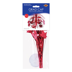 Beistle Bulk Red Grad Cap Mini Cascade Centerpiece - 12 Pack