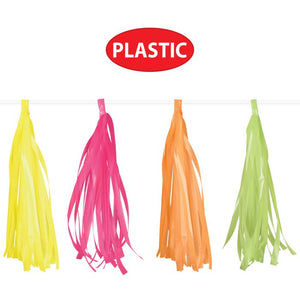 Beistle Bulk Neon Plastic 8ft Tassel Garland - 12 Pack