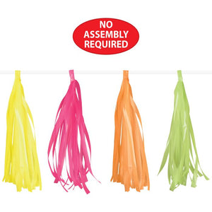 Beistle Bulk Neon Plastic 8ft Tassel Garland - 12 Pack