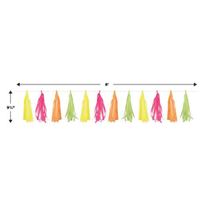 Beistle Bulk Neon Plastic 8ft Tassel Garland - 12 Pack