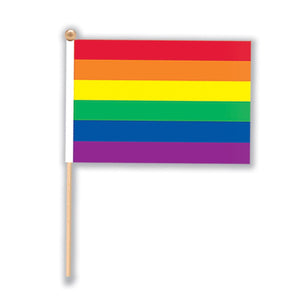 6 Inch- Rainbow Party Flag - Fabric - Bulk/12 Flags