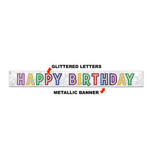 Bulk Metallic Happy Birthday Banner (Case of 6) by Beistle