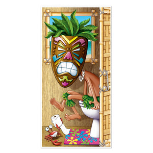 Luau Party Tiki Man Restroom Door Cover - Bulk 12 Pack